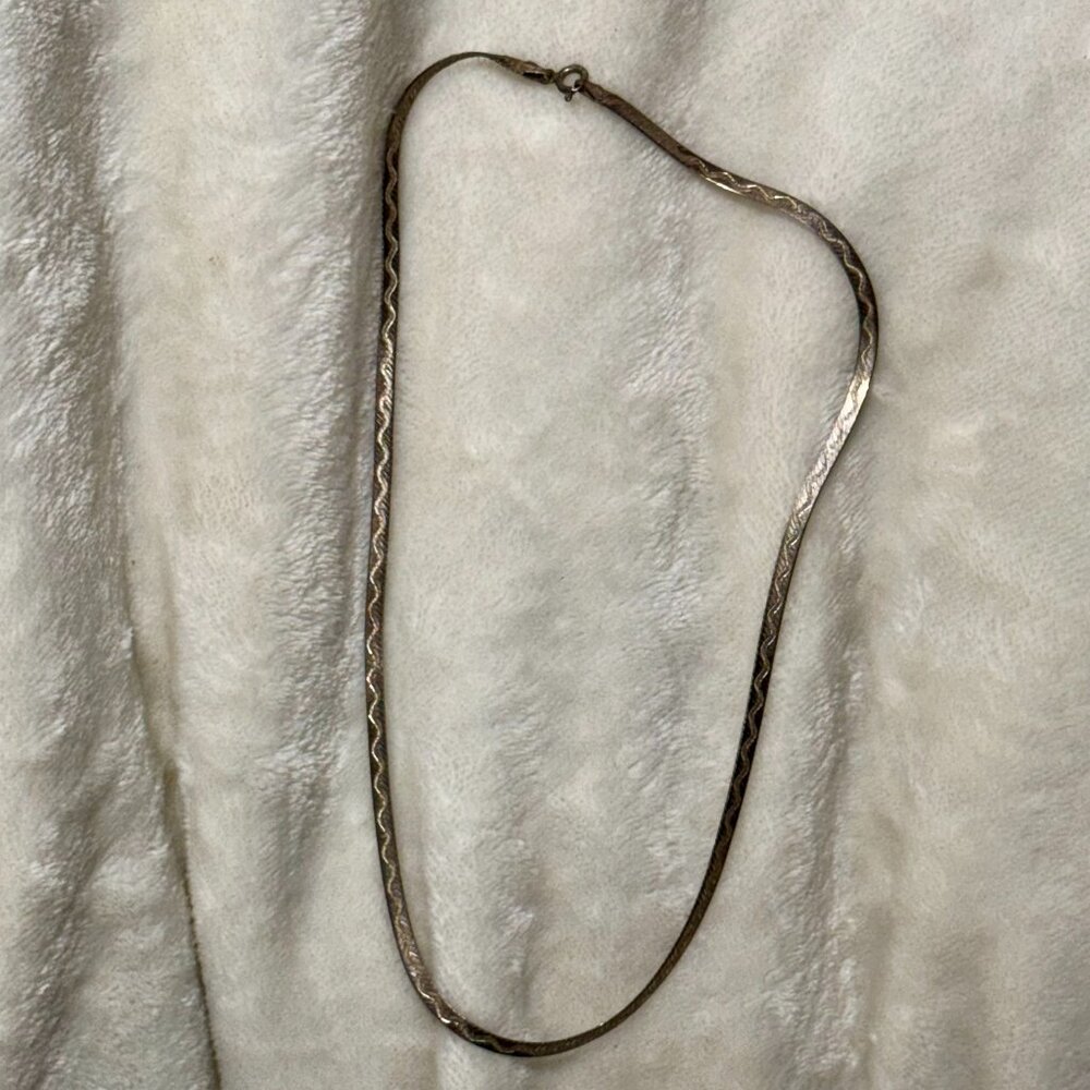 💫 Vintage 90s Sterling Silver Necklace • 18” Wave Pattern • Made in Italy